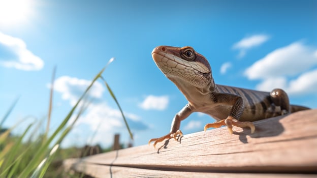 Photo of a Skink under Blue Sky. Generative AI