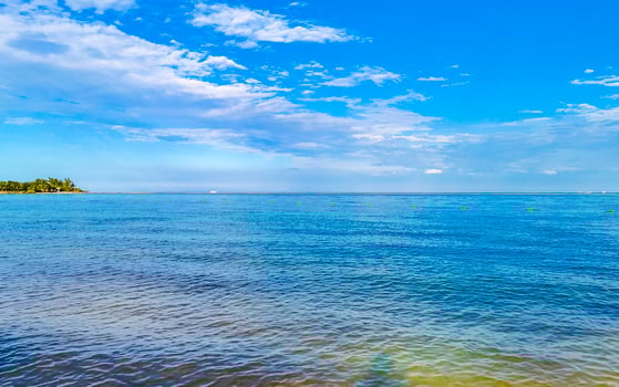 Tropical mexican beach clear turquoise water Playa del Carmen Mexico. photo