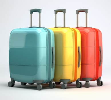 A group of colorful suitcases isolated photo