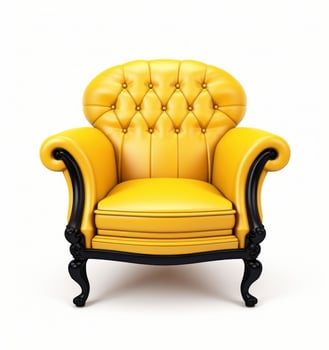 right yellow armchair isolated photo