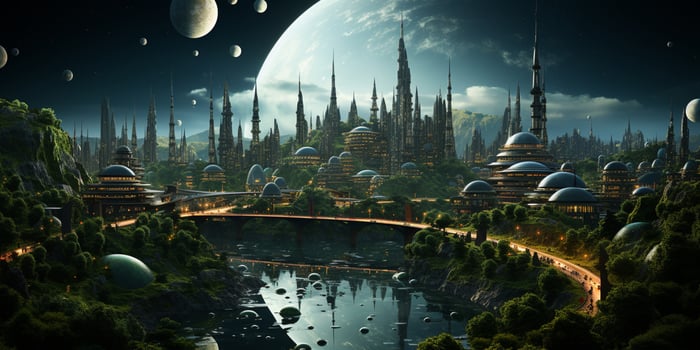 Futuristic green city architecture photo