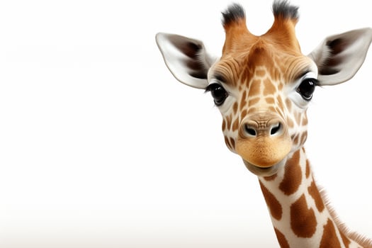 giraffe isolated on orange background with copy space for your text Ai Generated photo