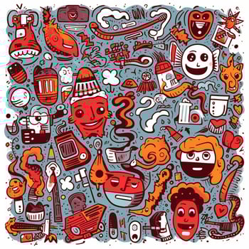 creativity activities funny doodle cartoon set photo