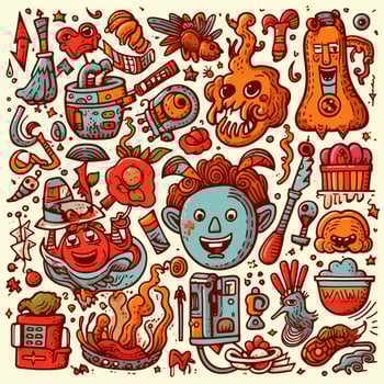 creativity activities funny doodle cartoon set photo