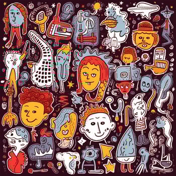 creativity activities funny doodle cartoon set photo