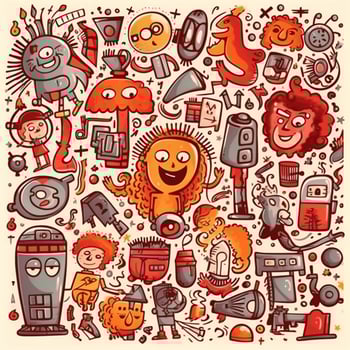 creativity activities funny doodle cartoon set photo