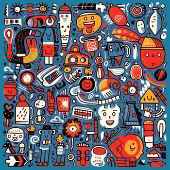 creativity activities funny doodle cartoon set photo