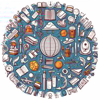 education set of vector hand drawn doodle style photo