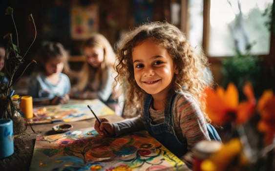 Children painting in art class photo