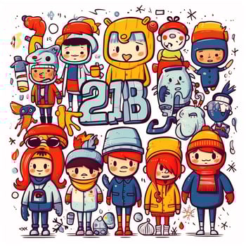 new year 2024 doddle hipster greeting photo