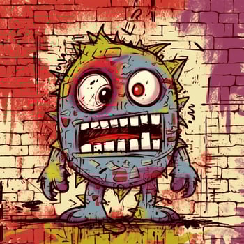 abstract grunge urban pattern with monster doodle photo