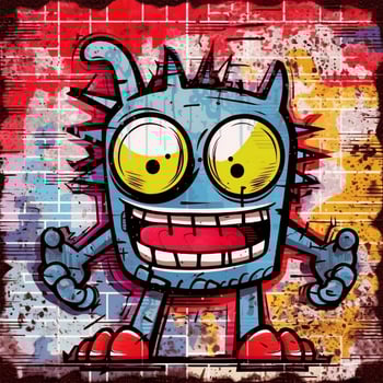 abstract grunge urban pattern with monster doodle photo
