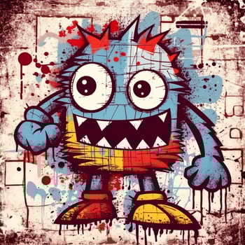 abstract grunge urban pattern with monster doodle photo