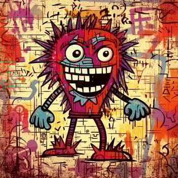 abstract grunge urban pattern with monster doodle photo