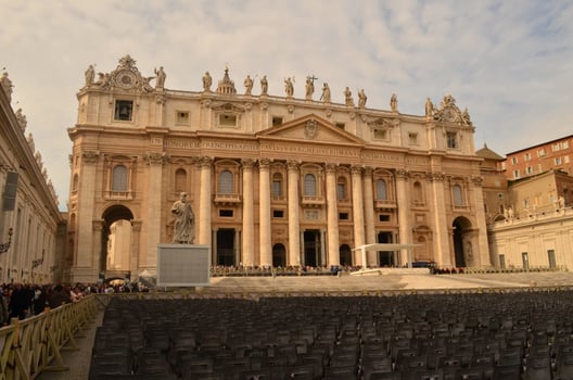 Catholic building in St. Peters square with stunning statues photo