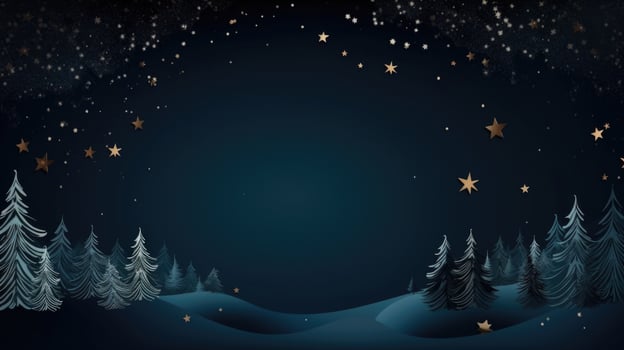 Ai generated Paper cut style background. Winter forest. Christmas night. Christmas background concept. photo