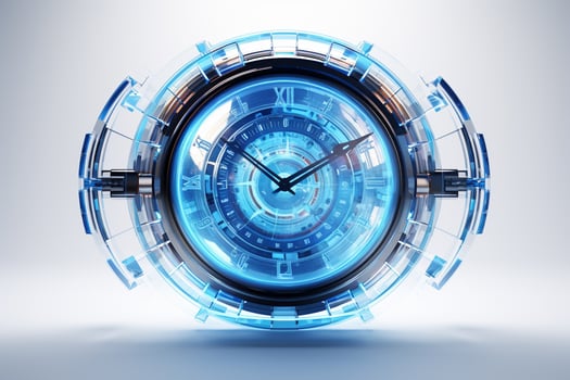 Blue speedometer on blue background. 3d rendering toned image Ai Generated photo