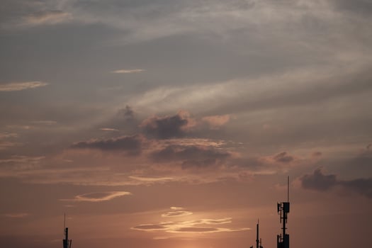 beautiful sunset over the city photo