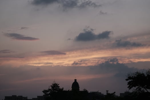 beautiful sunset over the city photo