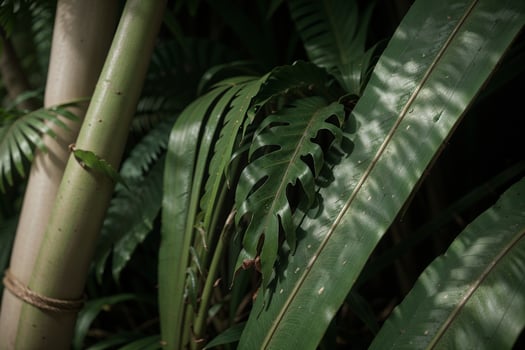 Serene Beauty of Tropical Palm Leaves. AI Generated. photo