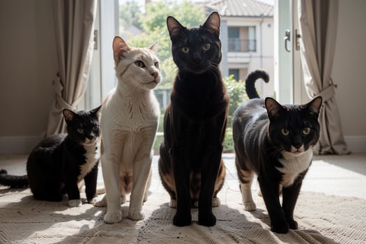 Adorable Domestic Cat Pack A Playful Delight. AI Generated. photo