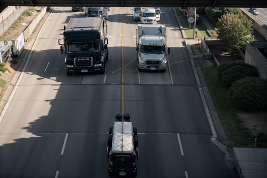 Dynamic Delivery Capturing the Rush on the Highway. AI Generated. photo
