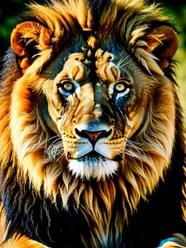 The Regal Lion in its Striking Outfit. AI Generated. photo