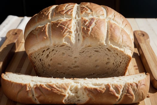 Savory Roast and Warm Bread Delight for the Senses. AI Generated. photo