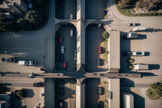 Bird s Eye View of a Bustling Highway. AI Generated. photo
