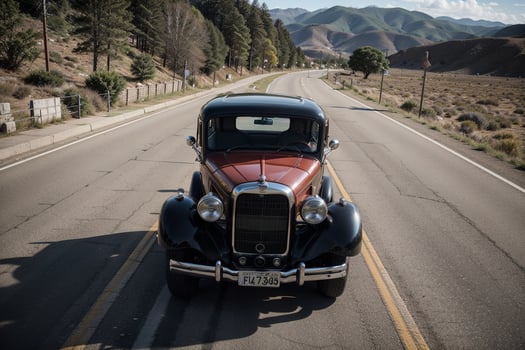 Vintage Car Road Trip Adventure. AI Generated. photo
