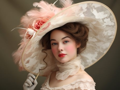 An colored old photograph of a woman from the early 1900s AI Generative photo