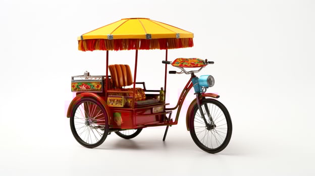 Displaying a 3D miniature Bicycle Rickshaw. Generative AI photo
