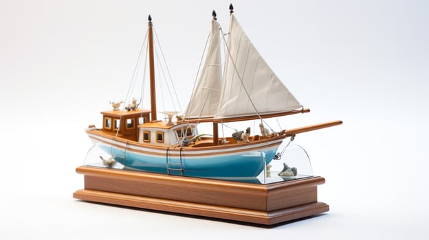 Displaying a 3D miniature Boat. Generative AI photo