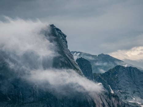 Mountain Face. Spirits of the mountains. Natural scary stone head profile. Stone idols, mystical spirits of the mountains locked in stone. Mystical West Sayans Mountains. Demon in the stone. photo