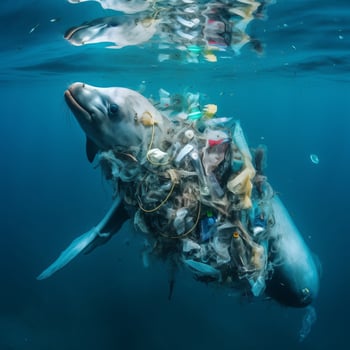 Ocean pollution garbage and distress photo