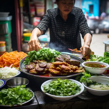 Vietnamese street food preparation photo