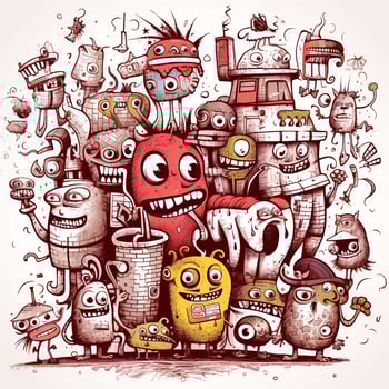 doodle art cartoon hand drawn funny illustration photo