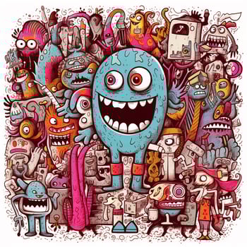 doodle art cartoon hand drawn funny illustration photo