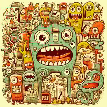 doodle art cartoon hand drawn funny illustration photo