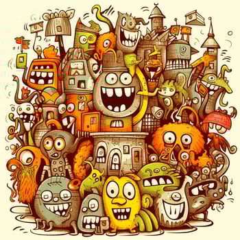 doodle art cartoon hand drawn funny illustration photo
