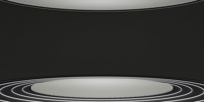 Round room round podium curved stage curved screen round screen curved dome atrium 3D illustration photo