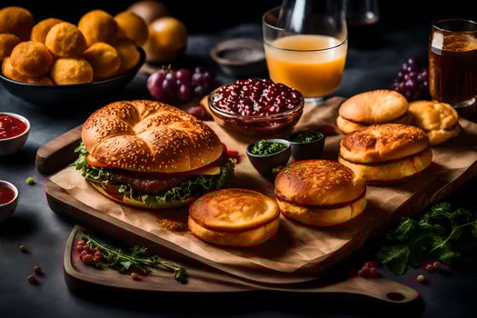 a platter of sandwiches and other food on a table. AI-Generated photo