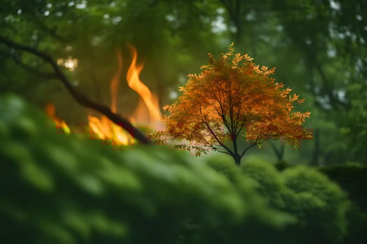 a small tree in the middle of a forest. AI-Generated photo