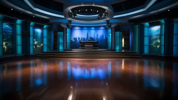 empty television studio broadcast room Generative AI photo