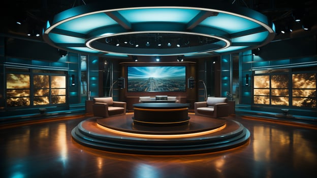 empty television studio broadcast room Generative AI photo