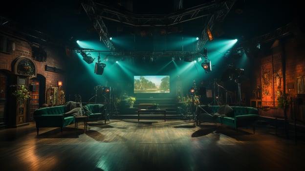 empty television studio broadcast room Generative AI photo