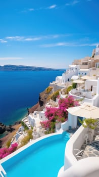 Picturesque white buildings overlooking the sea photo