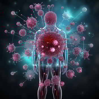 A illustration of cell immunity system, cell virus concept art, AI Generative photo