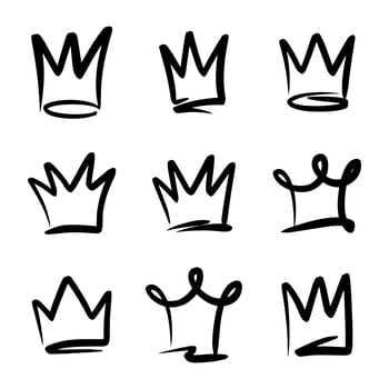 Doodle set crown line art, vector illustration. photo