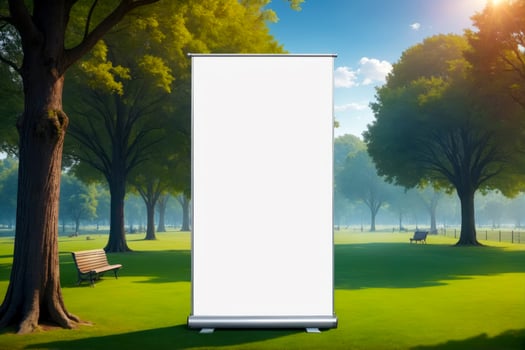Blank Banner Mockup at Park Festival, AI Generated photo